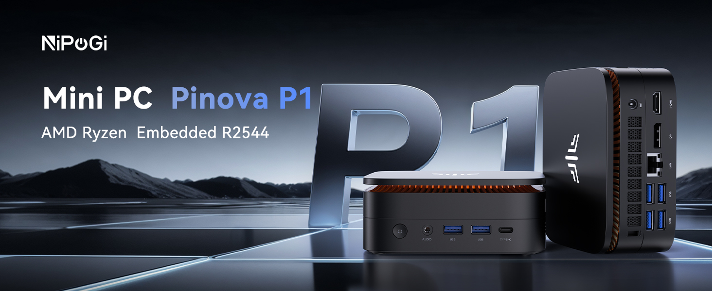 NiPoGi Pinova P1 Mini PC AMD Ryzen 4300U(Up to 3.7 GHz,Βeats N150